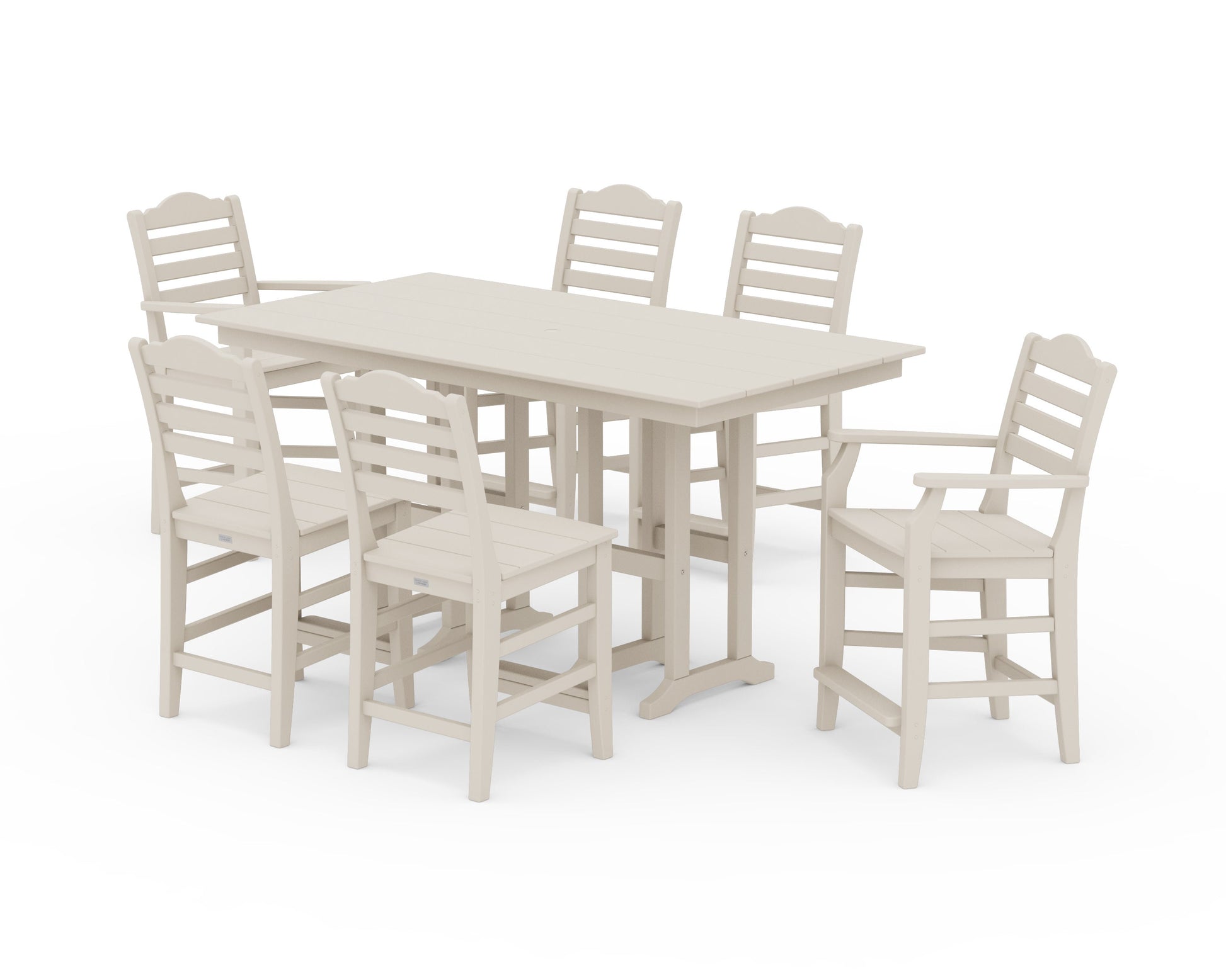POLYWOOD Savannah 7-Piece Farmhouse Counter Set — Sand