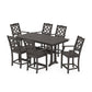 POLYWOOD Chinoiserie Arm Chair 7-Piece Farmhouse Counter Set with Trestle Legs — Vintage Coffee