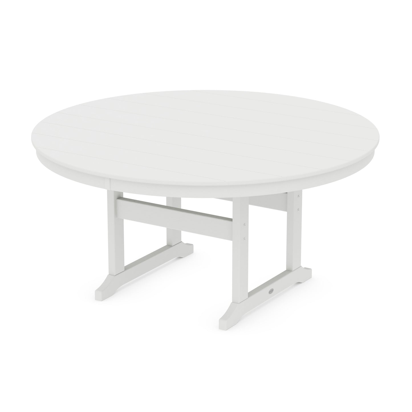 POLYWOOD 60" Round Farmhouse Dining Table — Vintage White