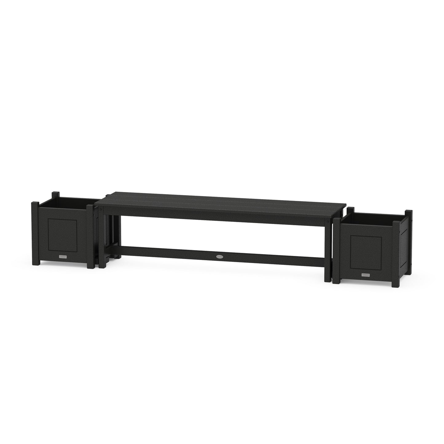 POLYWOOD 60" Country Living Straight Planter Bench Set — Black