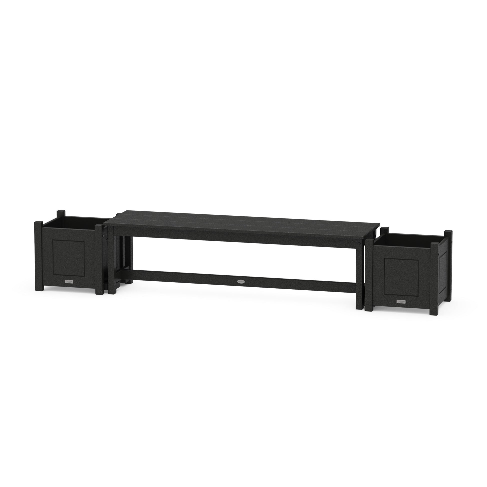 POLYWOOD 60" Country Living Straight Planter Bench Set — Black