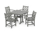 POLYWOOD Chippendale 5-Piece Farmhouse Trestle Arm Chair Dining Set — Slate Grey