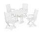 POLYWOOD Captain Folding Chair 5-Piece Dining Set with Trestle Legs — White