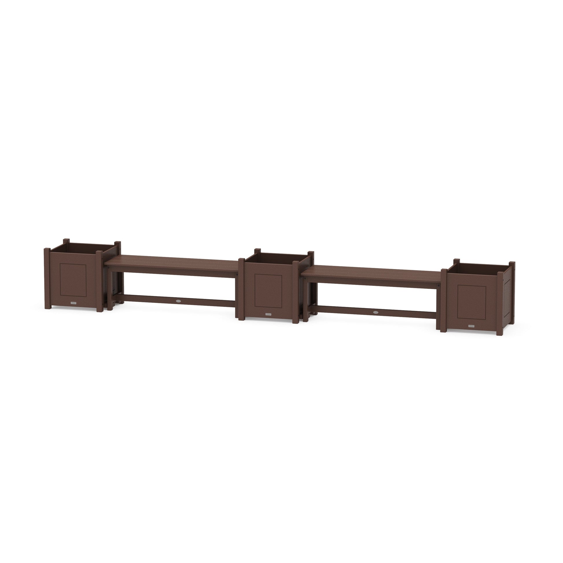 POLYWOOD 48" Country Living Straight Double Planter Bench Set - Large — Mahogany