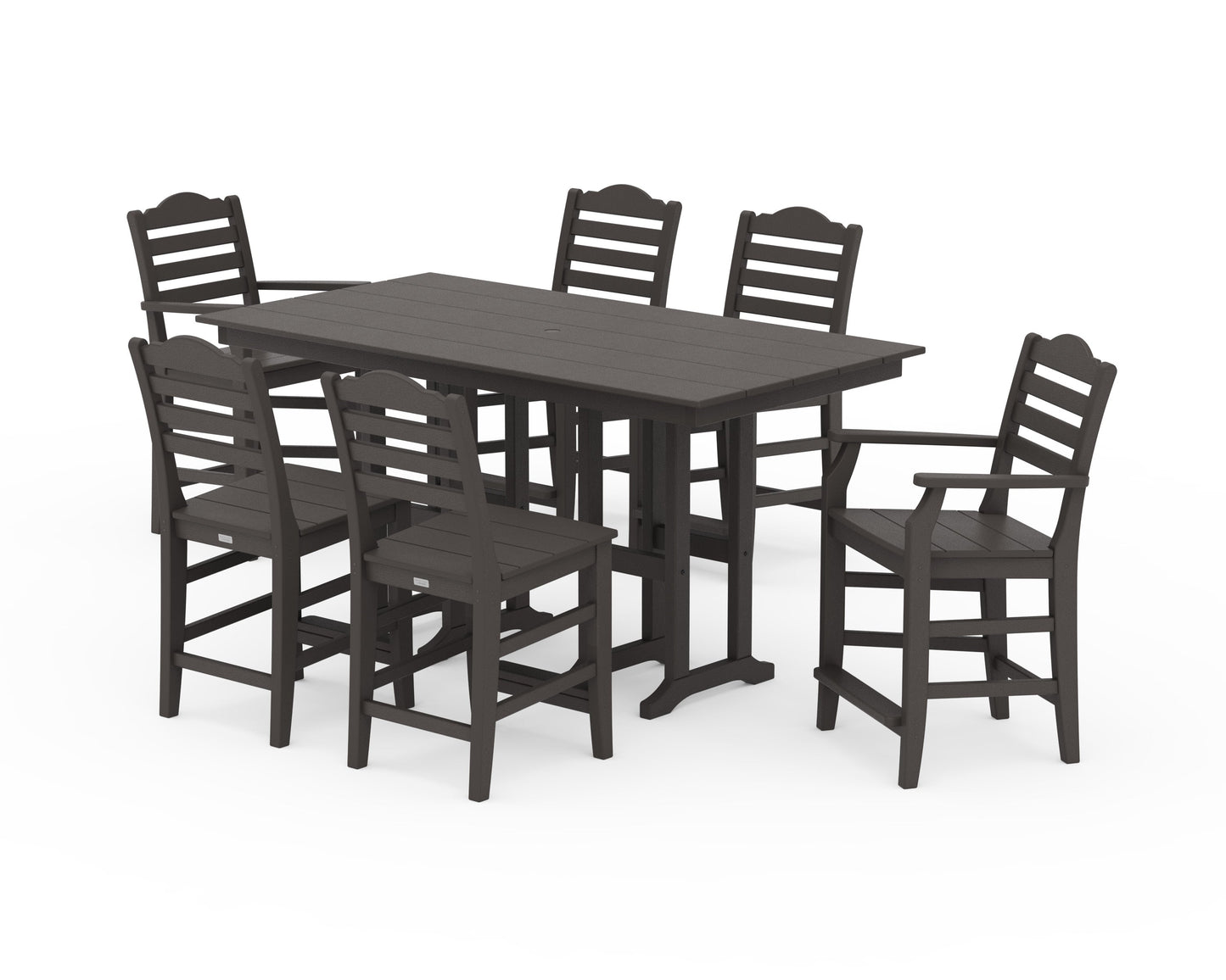 POLYWOOD Savannah 7-Piece Farmhouse Counter Set — Vintage Coffee