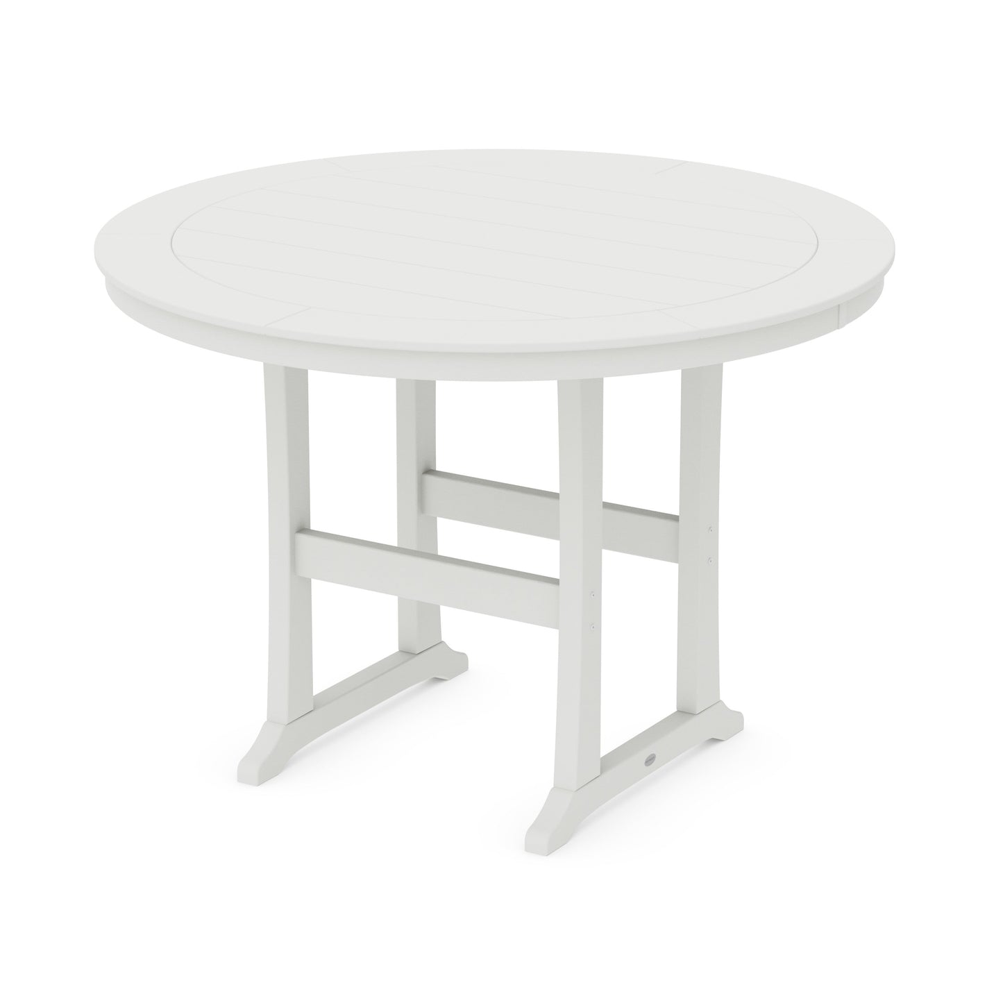 POLYWOOD Nautical Trestle 60" Round Bar Table — Vintage White