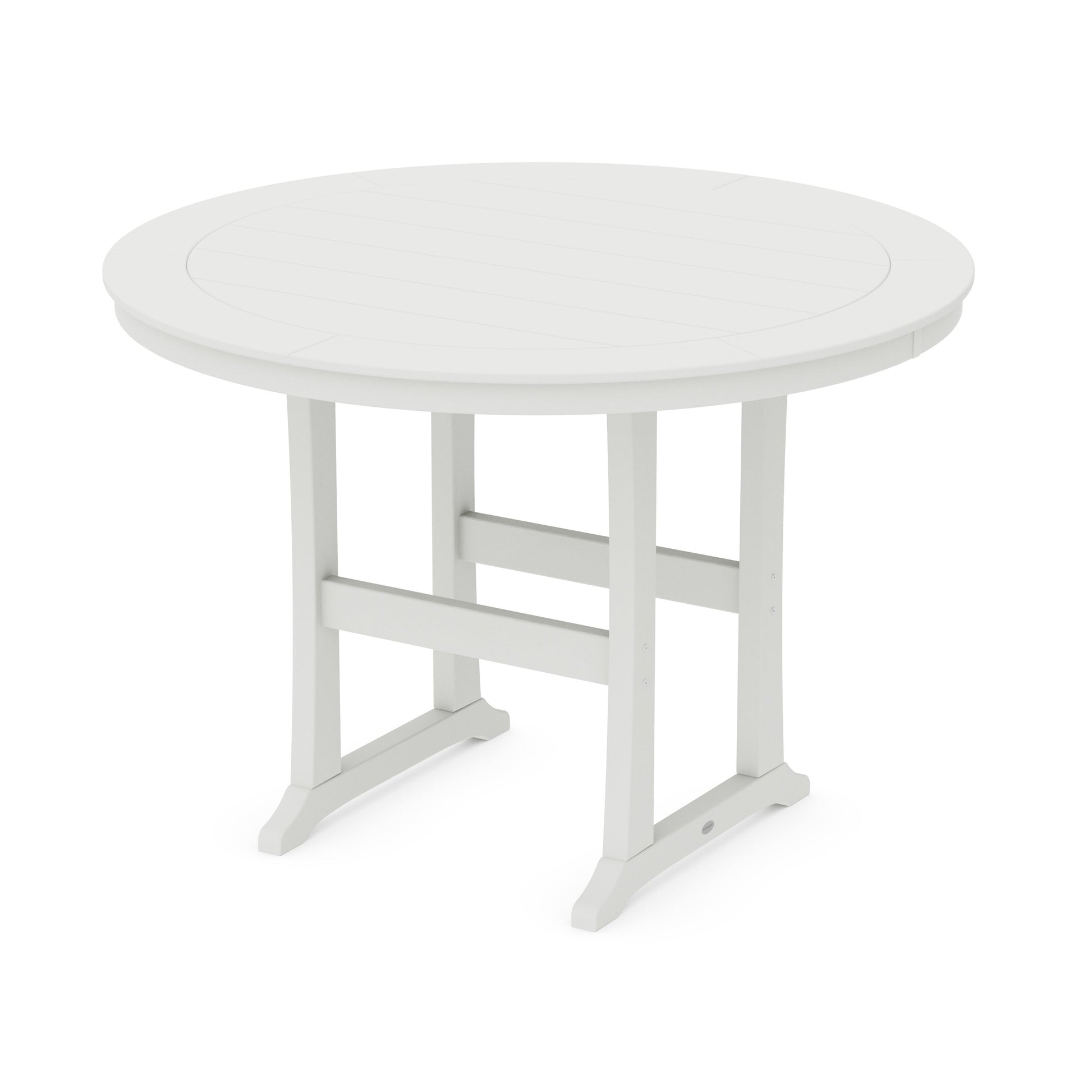 POLYWOOD Nautical Trestle 60" Round Bar Table — Vintage White
