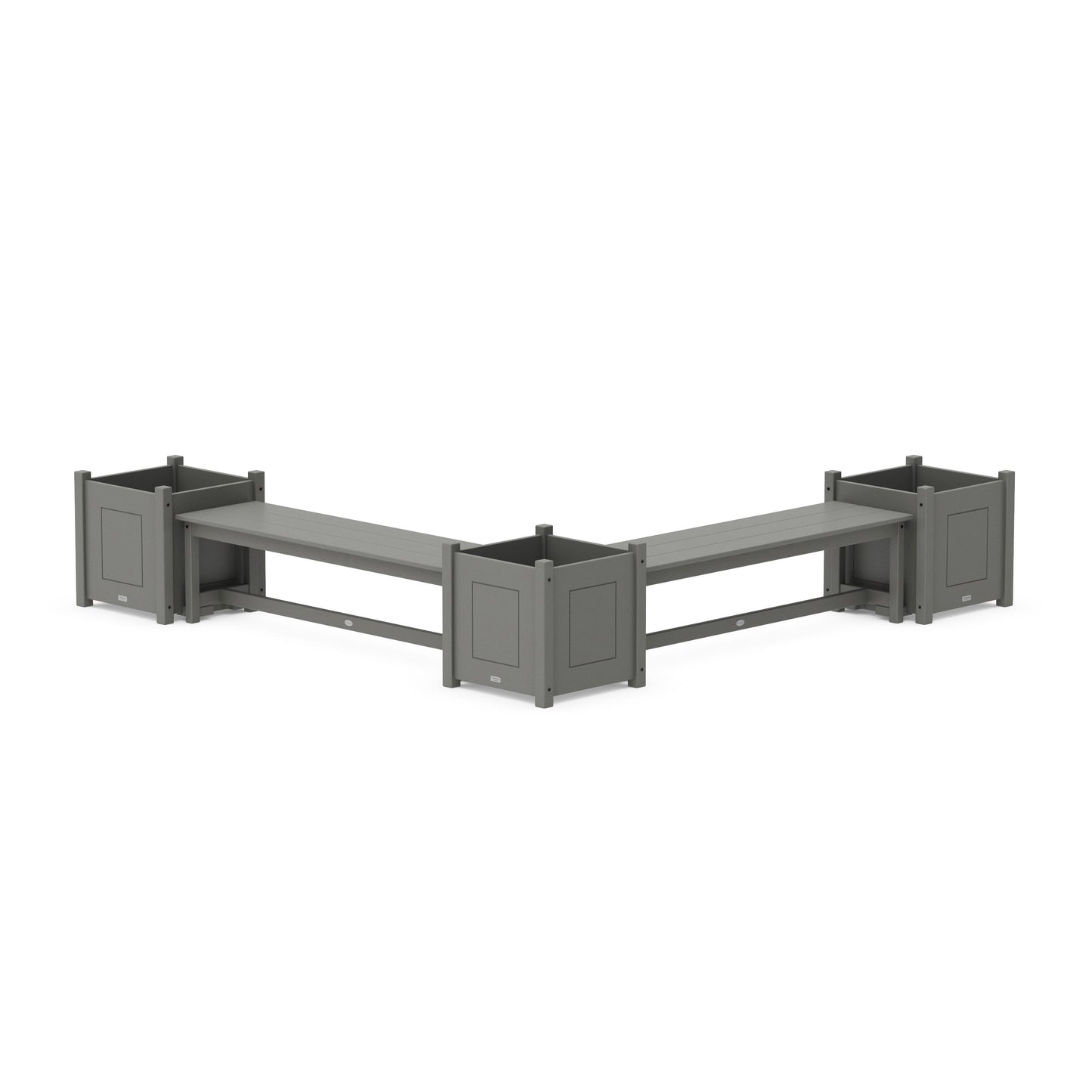 POLYWOOD 60" Country Living L- Shaped Planter Bench Corner Set - Large — Slate Grey