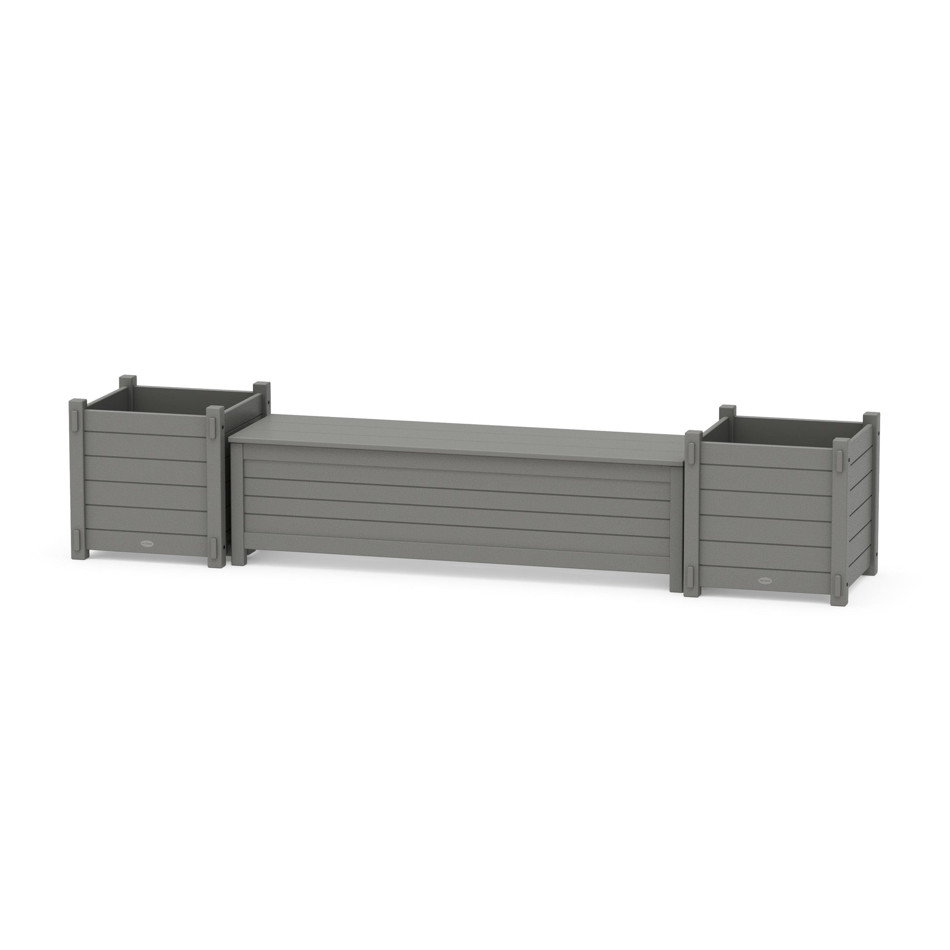 POLYWOOD 60" Nautical Straight Planter Storage Bench Set- Large — Slate Grey