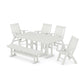 POLYWOOD Vineyard Folding Chair 6-Piece Farmhouse Dining Set with Bench — Vintage White