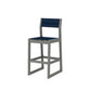 POLYWOOD EDGE Sling Bar Side Chair — Slate Grey / Navy Blue Sling