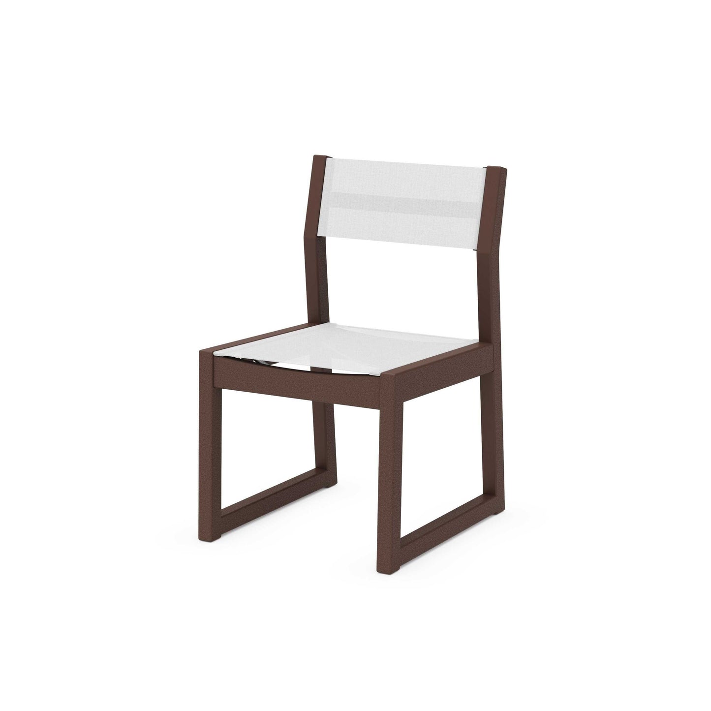 POLYWOOD EDGE Sling Dining Side Chair — Mahogany / White Sling