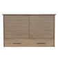 Arcadia Queen Size Wooden Cabinet Bed in Natural Finish with USB Port, Drawer, and 6-Inch Tri-Fold Memory Foam Mattress
