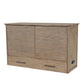 Arcadia Queen Size Wooden Cabinet Bed in Natural Finish with USB Port, Drawer, and 6-Inch Tri-Fold Memory Foam Mattress