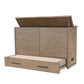 Arcadia Queen Size Wooden Cabinet Bed in Natural Finish with USB Port, Drawer, and 6-Inch Tri-Fold Memory Foam Mattress