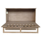Arcadia Queen Size Wooden Cabinet Bed in Natural Finish with USB Port, Drawer, and 6-Inch Tri-Fold Memory Foam Mattress