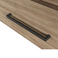 Arcadia Queen Size Wooden Cabinet Bed in Natural Finish with USB Port, Drawer, and 6-Inch Tri-Fold Memory Foam Mattress