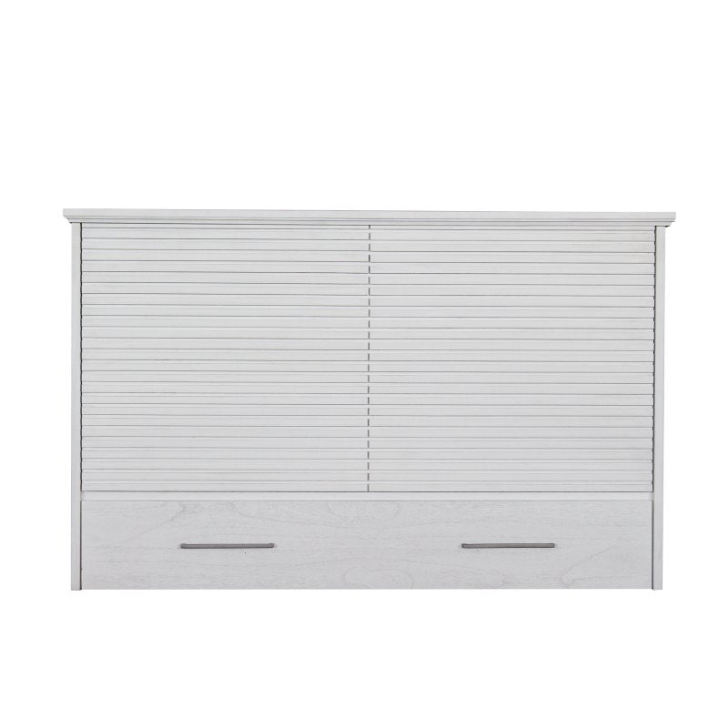 Arcadia Queen Size Wooden Cabinet Bed in White Finish with USB Port, Drawer, and 6-Inch Tri-Fold Memory Foam Mattress