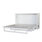 Arcadia Queen Size Wooden Cabinet Bed in White Finish with USB Port, Drawer, and 6-Inch Tri-Fold Memory Foam Mattress