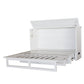Arcadia Queen Size Wooden Cabinet Bed in White Finish with USB Port, Drawer, and 6-Inch Tri-Fold Memory Foam Mattress