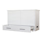 Arcadia Queen Size Wooden Cabinet Bed in White Finish with USB Port, Drawer, and 6-Inch Tri-Fold Memory Foam Mattress
