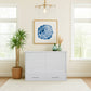 Arcadia Queen Size Wooden Cabinet Bed in White Finish with USB Port, Drawer, and 6-Inch Tri-Fold Memory Foam Mattress