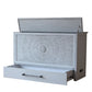 Aruba Queen Size Wooden Cabinet Bed in Monaco White Finish with USB Port, Drawer, and 6-Inch Tri-Fold Memory Foam Mattress