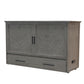Belize Queen Size Wooden Cabinet Bed in Beach Sand Finish with USB Port, Drawer, and 6-Inch Tri-Fold Memory Foam Mattress