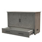 Belize Queen Size Wooden Cabinet Bed in Beach Sand Finish with USB Port, Drawer, and 6-Inch Tri-Fold Memory Foam Mattress