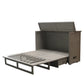 Belize Queen Size Wooden Cabinet Bed in Beach Sand Finish with USB Port, Drawer, and 6-Inch Tri-Fold Memory Foam Mattress