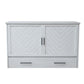 Belize Queen Size Wooden Cabinet Bed in Monaco White Finish with USB Port, Drawer, and 6-Inch Tri-Fold Memory Foam Mattress