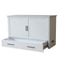 Belize Queen Size Wooden Cabinet Bed in Monaco White Finish with USB Port, Drawer, and 6-Inch Tri-Fold Memory Foam Mattress