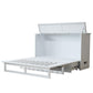 Belize Queen Size Wooden Cabinet Bed in Monaco White Finish with USB Port, Drawer, and 6-Inch Tri-Fold Memory Foam Mattress