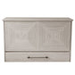 Fiji Queen Size Wooden Cabinet Bed in Washed Linen Finish with USB Port, Drawer, and 6-Inch Tri-Fold Memory Foam Mattress