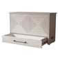 Fiji Queen Size Wooden Cabinet Bed in Washed Linen Finish with USB Port, Drawer, and 6-Inch Tri-Fold Memory Foam Mattress