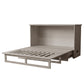 Fiji Queen Size Wooden Cabinet Bed in Washed Linen Finish with USB Port, Drawer, and 6-Inch Tri-Fold Memory Foam Mattress