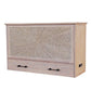 Key Largo Queen Size Wooden Cabinet Bed in French White Finish with Abaca Decor, USB Port, Drawer, and 6-Inch Tri-fold Memory Foam Mattress