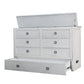 Kona Queen Size Wooden Cabinet Bed in Monaco White Finish with Rattan Decor, USB Port, Drawer, and 6-Inch Tri-fold Memory Foam Mattress