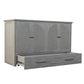 Paloma Queen Size Wooden Cabinet Bed in Beach Sand Finish with USB Port, Drawer, and 6-Inch Tri-Fold Memory Foam Mattress