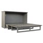 Paloma Queen Size Wooden Cabinet Bed in Beach Sand Finish with USB Port, Drawer, and 6-Inch Tri-Fold Memory Foam Mattress