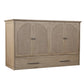 Paloma Queen Size Wooden Cabinet Bed in Natural Finish with USB Port, Drawer, and 6-Inch Tri-Fold Memory Foam Mattress
