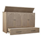 Paloma Queen Size Wooden Cabinet Bed in Natural Finish with USB Port, Drawer, and 6-Inch Tri-Fold Memory Foam Mattress