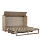 Paloma Queen Size Wooden Cabinet Bed in Natural Finish with USB Port, Drawer, and 6-Inch Tri-Fold Memory Foam Mattress