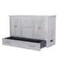 Universal Queen Size Wooden Cabinet Bed in Rustic Driftwood Finish with Rattan Decor, USB Port, Drawer, and 6-Inch Tri-fold Memory Foam Mattress