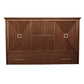 Universal Queen Size Wooden Cabinet Bed in Sienna Finish with Rattan Decor, USB Port, Drawer, and 6-Inch Tri-fold Memory Foam Mattress