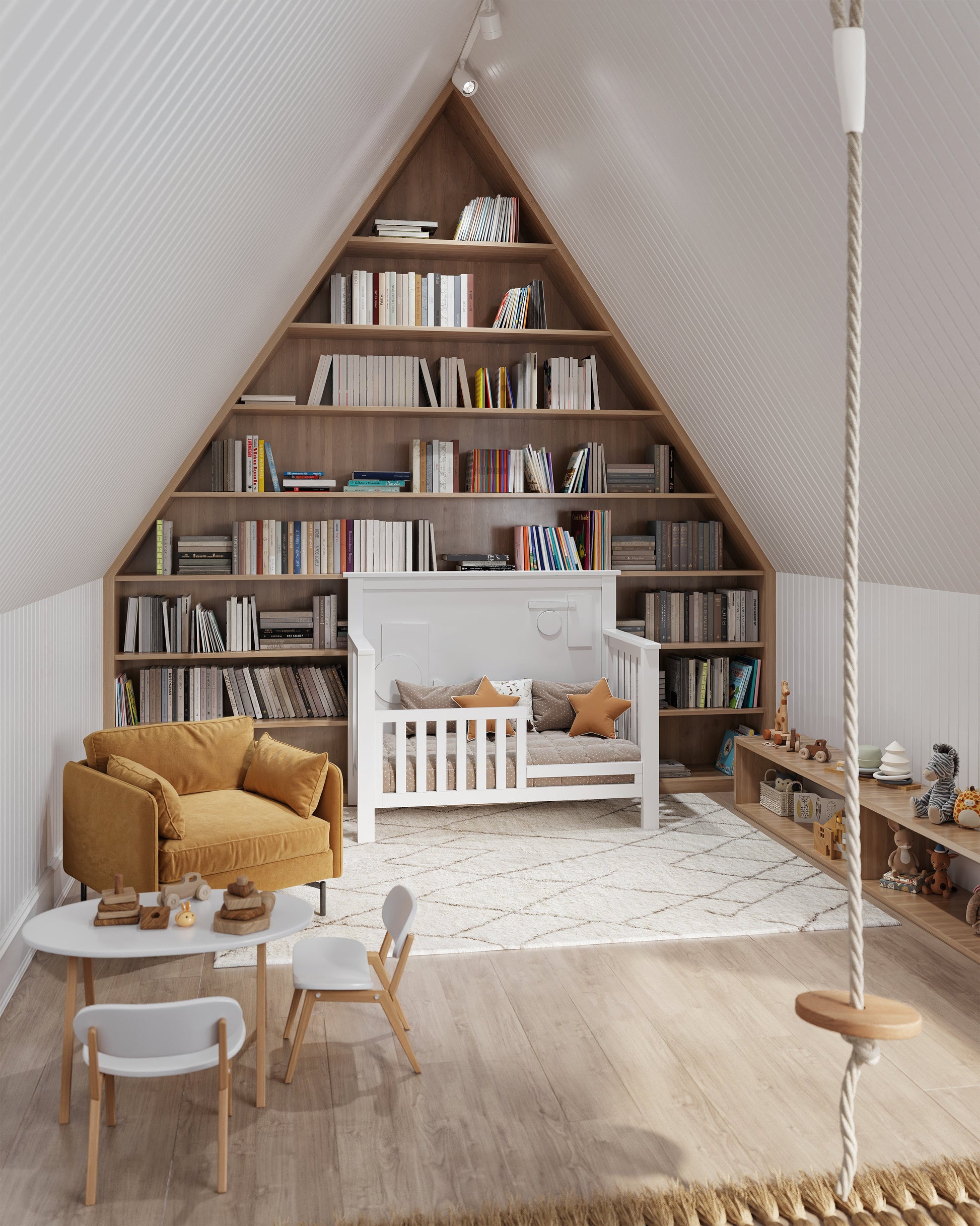 "Just White" Geometric 4-in-1 Convertible Crib