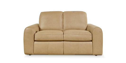 Bassett Club Level Sonny Leather Power Reclining Loveseat — Sonny Fawn