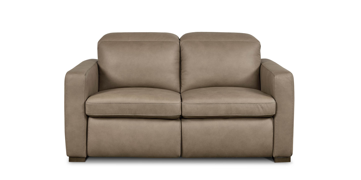 Bassett Club Level Caswell Leather Power Reclining Loveseat — Caswell Goodland Mushroom
