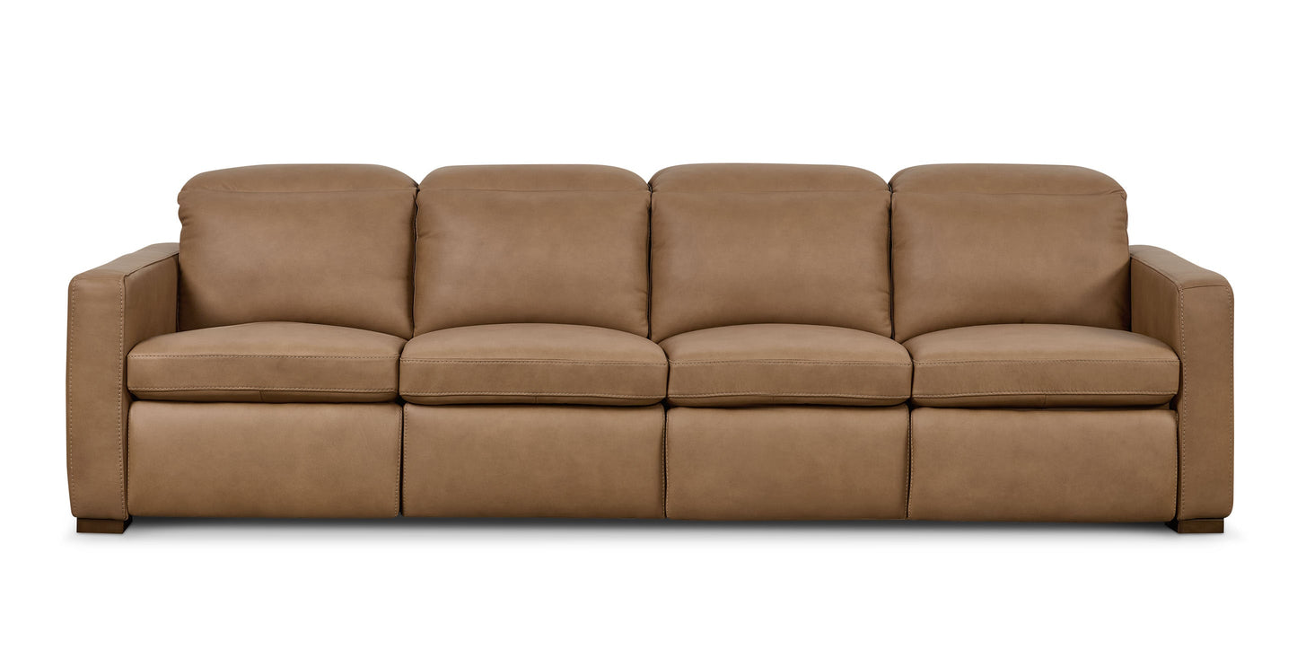 Bassett Club Level Caswell Leather Power Reclining Modular Sofa — Caswell Goodland Brown