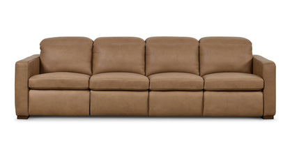 Bassett Club Level Caswell Leather Power Reclining Modular Sofa — Caswell Goodland Brown